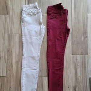 2 pair of colored skinny jeans